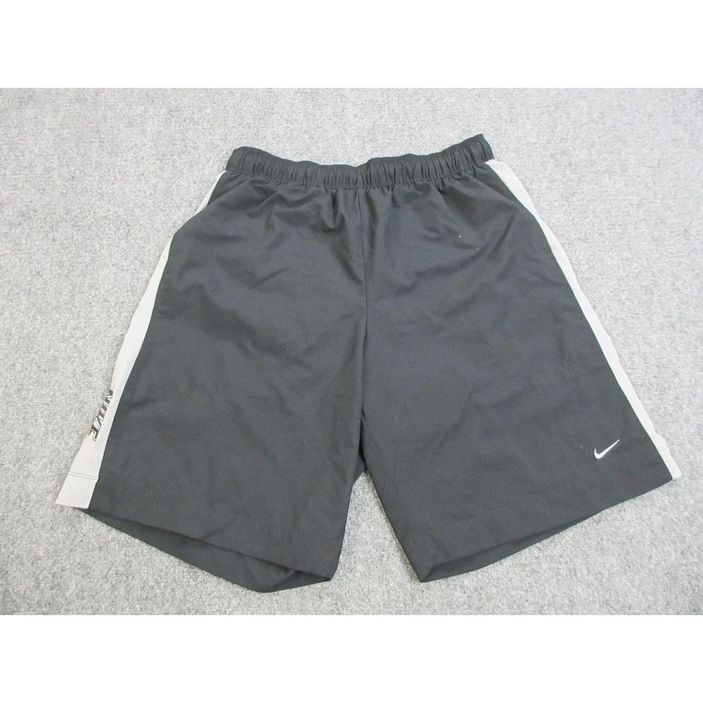VTG Nike Shorts Mens Large Black Colorblock 10 Inch Athletic Lined Swim Pockets